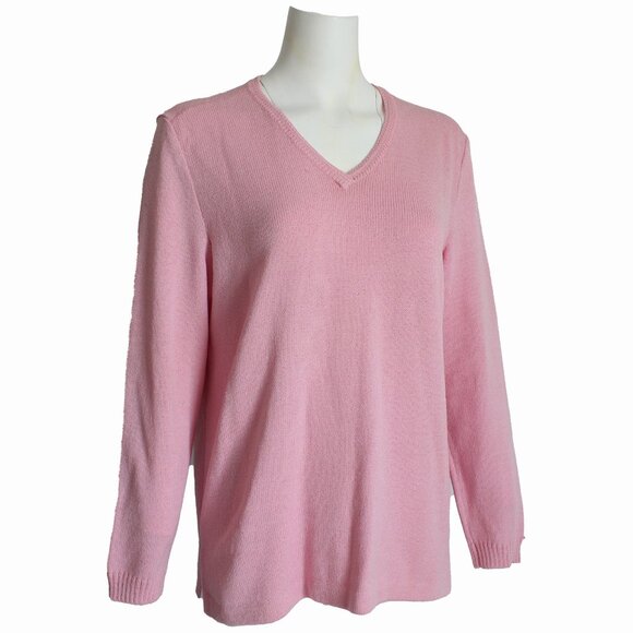 St. John Sport Sweater Pullover V-Neck Pink Knit Long Sleeve Vintage 90s - Picture 2 of 7
